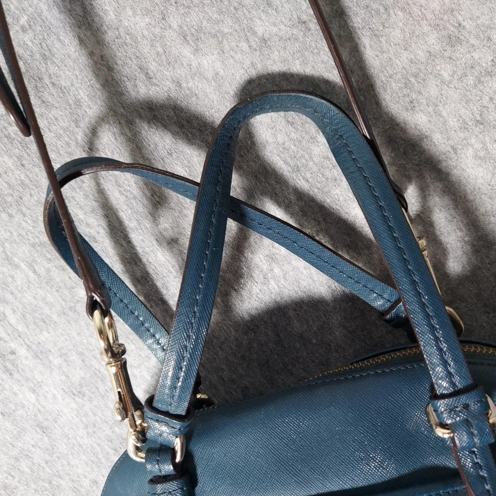 Coach Leather Satchel Crossbody Bag Dark Teal‎ Gold Hardware Top Handle